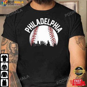 Vintage Philadelphia Baseball Skyline Retro Philly Cityscap Tee