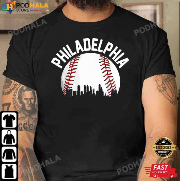 Vintage Philadelphia Baseball Skyline Retro Philly Cityscap T-Shirt
