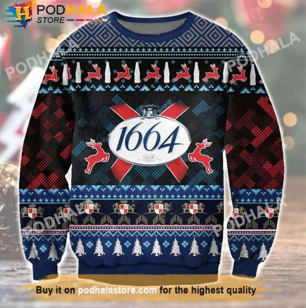1664 Blanc Beer Christmas Sweater, Xmas Gifts For Beer Drinkers