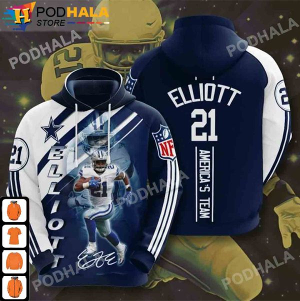 21 Elliott America Team Signature NFL Dallas Cowboys Christmas Gifts 3D Hoodie