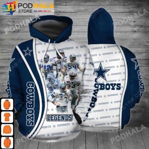 N.F.L.Dallas Cowboys Neon Blue Skull 3D Hoodie All Over Print Shirts –