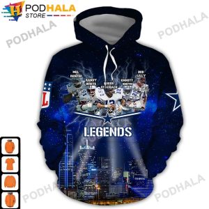 N.F.L.Dallas Cowboys Neon Blue Skull 3D Hoodie All Over Print Shirts –