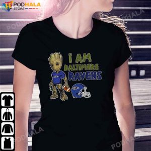 Baby Groot I Am Baltimore Ravens T Shirt NFL Ravens Gifts