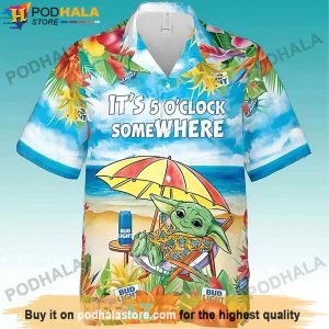 Baby Yoda Drink Bud Light Beer Hawaiian Shirt, Gifts For Beer Drinkers