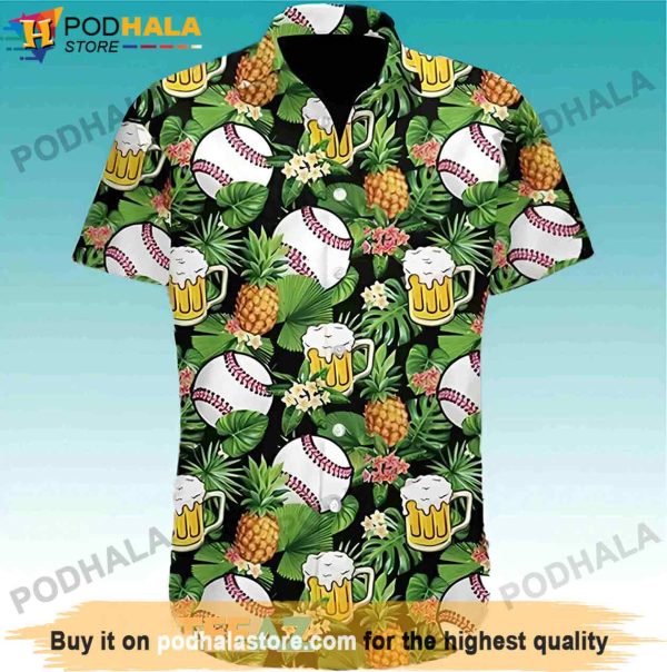 Baseball Pineapple Summer Beer Hawaiian Shirt, Gifts For Beer Drinkers