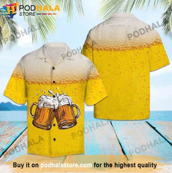 Beer Background Beer Hawaiian Shirt, Gifts For Beer Drinkers