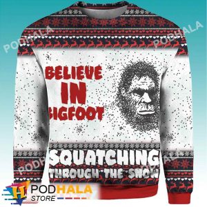 Believe In Bigfoot Ugly Christmas Sweater, Sasquatch Gifts