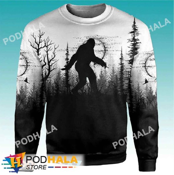 Bigfoot Black and White Bigfoot Ugly Christmas Sweater, Sasquatch Gifts