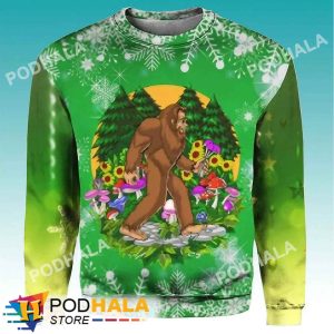 Bigfoot Flowers Xmas Tree Weed Bigfoot Ugly Christmas Sweater