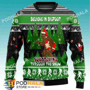 Bigfoot Snow Christmas Bigfoot Ugly Christmas Sweater, Funny Bigfoot Gifts