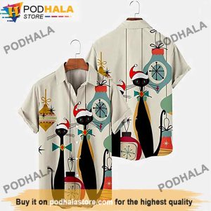 Black Cat Santa Hawaiian Shirt, Funny Family Christmas Gifts