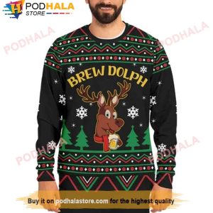 Brew Dolphin Reindeer Beer Christmas Sweater Gifts For Beer Drinkers 2