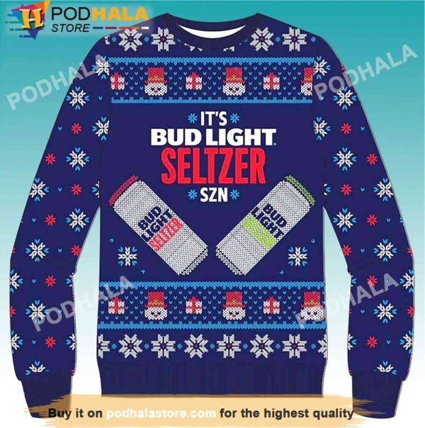 Bud Light Seltzer Beer Christmas Sweater, Gifts For Beer Drinkers