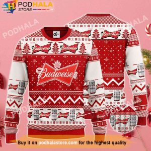 Budweiser Beer Christmas Sweater Christmas Tree, Gifts For Beer Drinkers