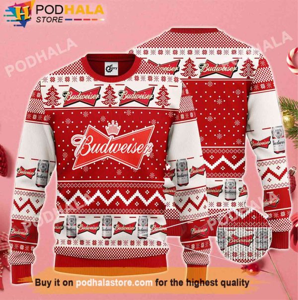 Budweiser Beer Christmas Sweater Christmas Tree, Gifts For Beer Drinkers