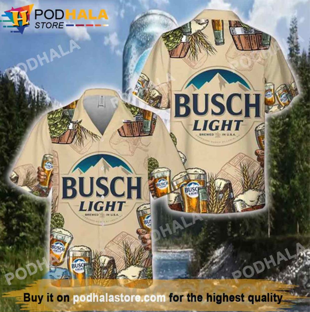 Busch Light Hawaiian Shirt Cans Vintage Beach Beer