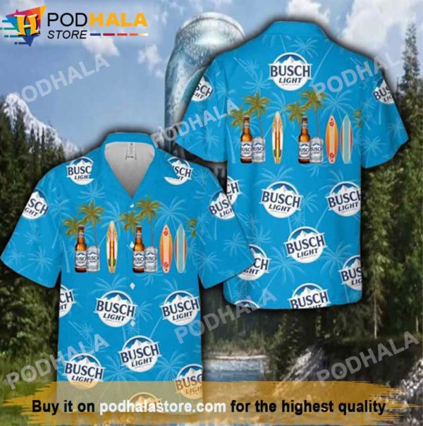 Busch Light Coconut Surfing Beach Beer Hawaiian Shirt, Gifts For Beer Drinkers