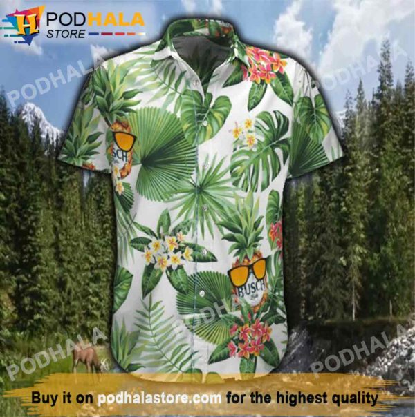 Busch Light Pineapple Flower Beer Hawaiian Shirt, Gifts For Beer Drinkers