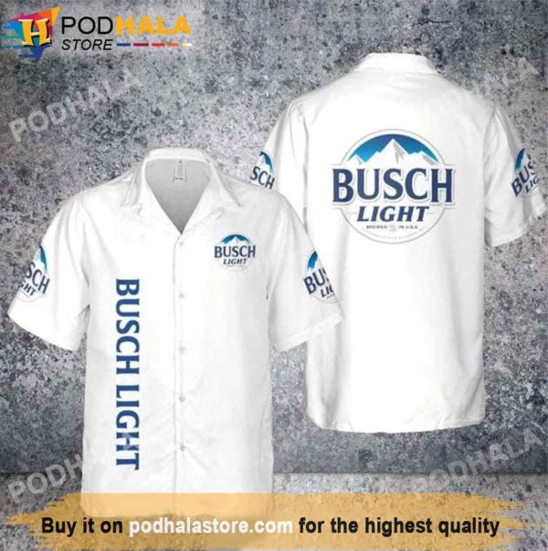Busch Light Simple White Beer Hawaiian Shirt, Gifts For Beer Drinkers