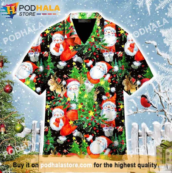 Christmas Santa Claus In Daily Life Pattern Aloha Santa Hawaiian Shirt