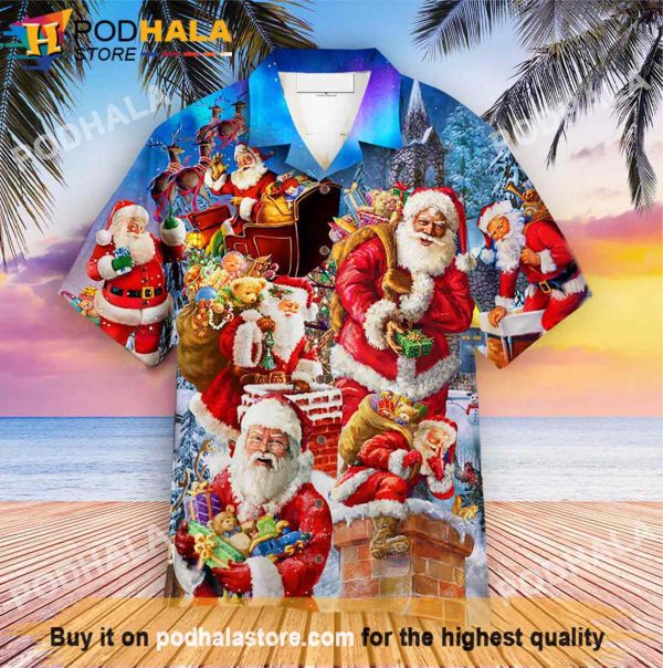Christmas Say Hi From Santa Hawaiian Shirt, Funny Xmas Gifts