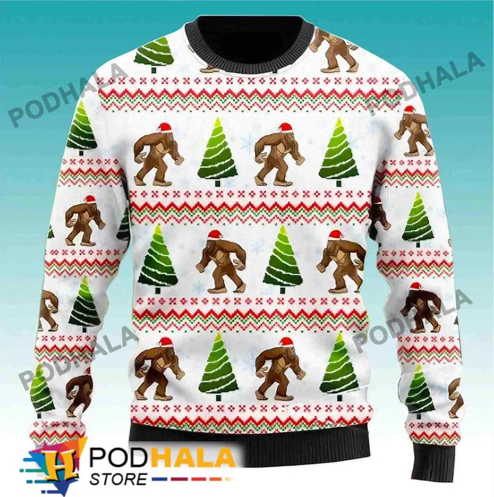 Christmas Tree Santa Claus Sasquatch Christmas Sweater
