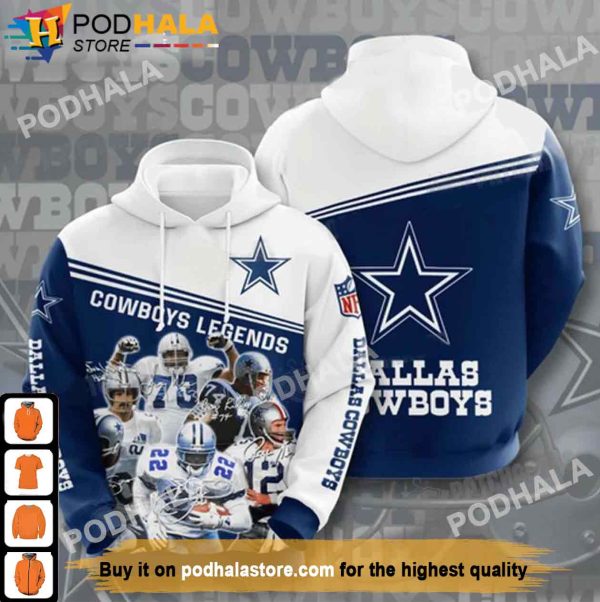 Cowboys Football Legends NFL Dallas Cowboys 3D Hoodie, Gifts For Cowboys Fans