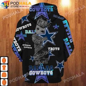 Dallas Cowboys Christmas Gifts 3D Hoodie AOP With Baby Groot Cute