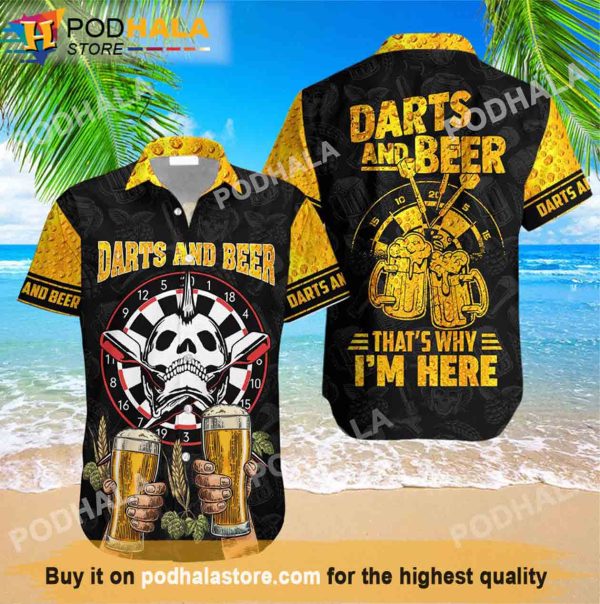 Darts And Beer That Why I Am Here Beer Hawaiian Shirt, Gifts For Beer Drinkers