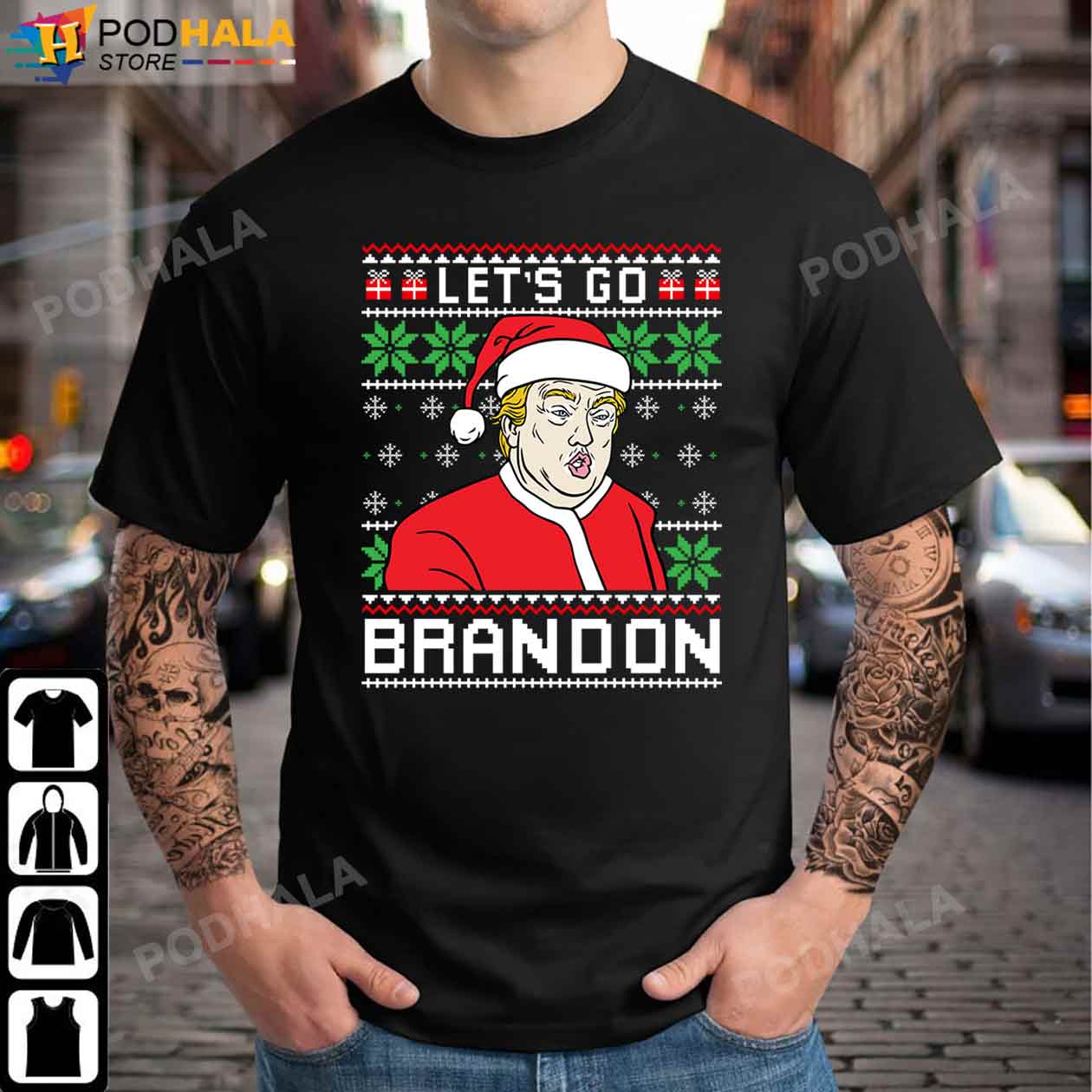 Santa Trump LGB Let’s Go Brandon Ugly Christmas T-Shirt, Trump Christmas Gifts