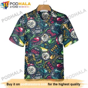 Drink Craft Beer Bottle Cap Beer Hawaiian Shirt, Gifts For Beer Drinkers