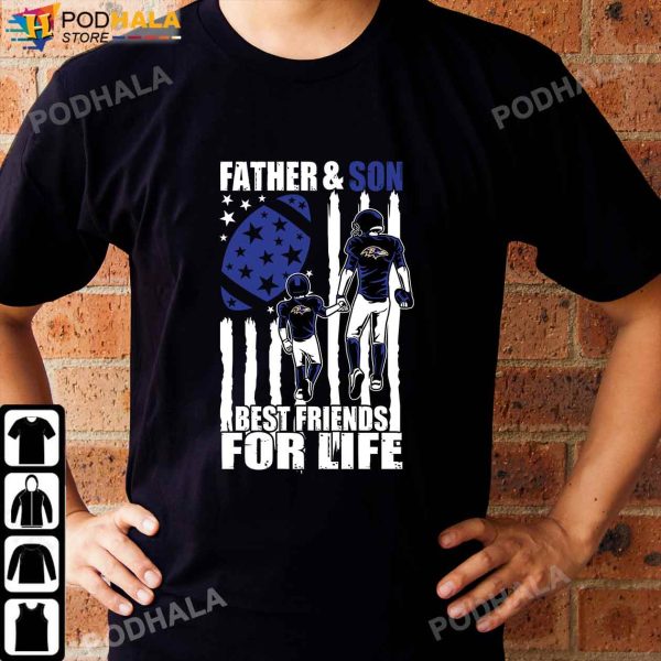 Father & Son Best Friends For Life NFL Baltimore Ravens Shirt, Ravens Gifts