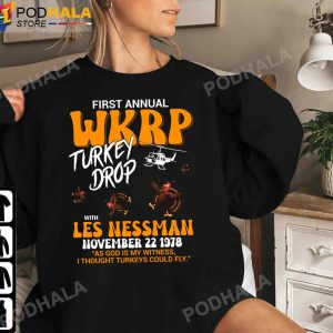 First Anuual WKRP Turkey Drop With Les Nessman Thanksgiving TShirt