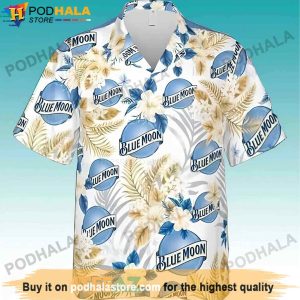 Floral Blue Moon Beer Hawaiian Shirt, Gifts For Beer Drinkers