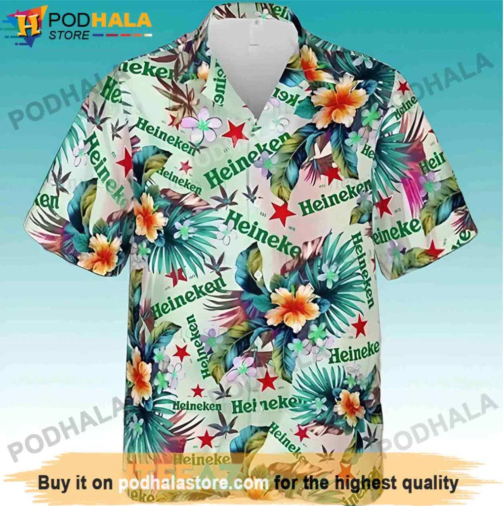 Flower Tropical Heineken Hawaiian Shirt, Best Beer Gifts