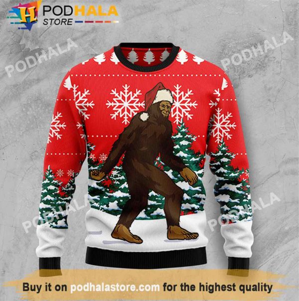 Funny Bigfoot Gifts, Santa Claus Bigfoot Christmas Sweater
