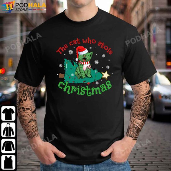 Funny Cat Who Stole Christmas Cat Grinch Funny Christmas T-Shirt