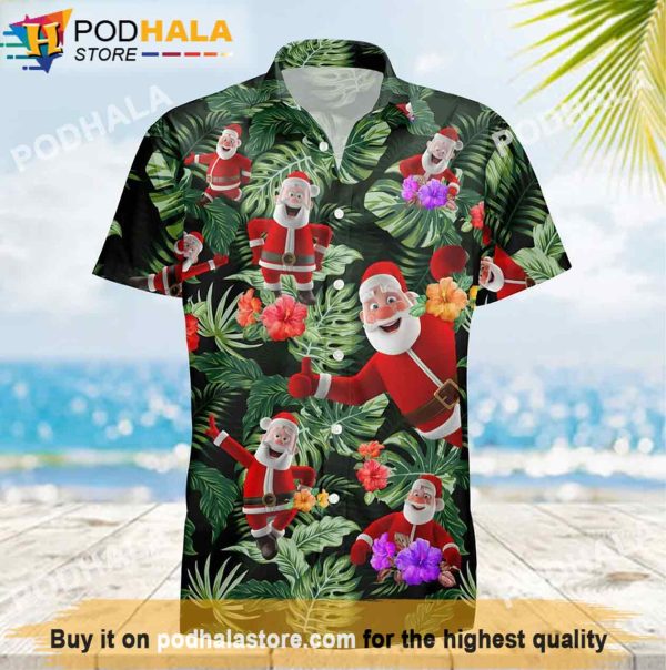 Funny Santa Claus Aloha Santa Hawaiian Shirt, Party Xmas Gifts