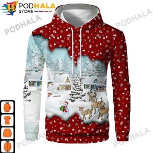 Funny Xmas Gifts, Snowman Reindeer Christmas AOP 3D Hoodie