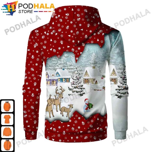 Funny Xmas Gifts, Snowman Reindeer Christmas AOP 3D Hoodie