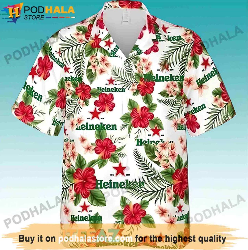 Best Beer Gifts, Floral Heineken Hawaiian Shirt