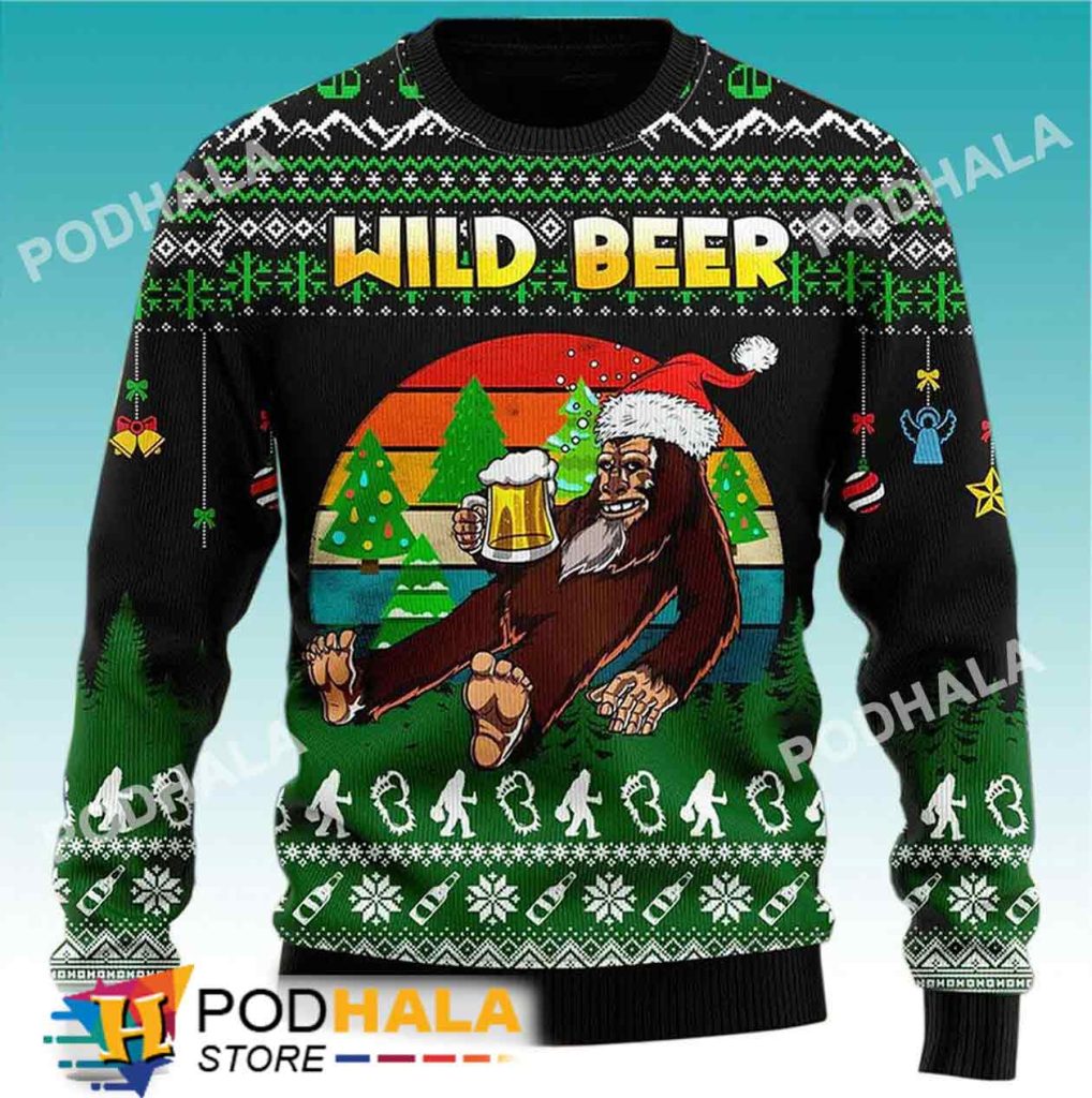 Good Time To Drink Beer Bigfoot Christmas Sweater