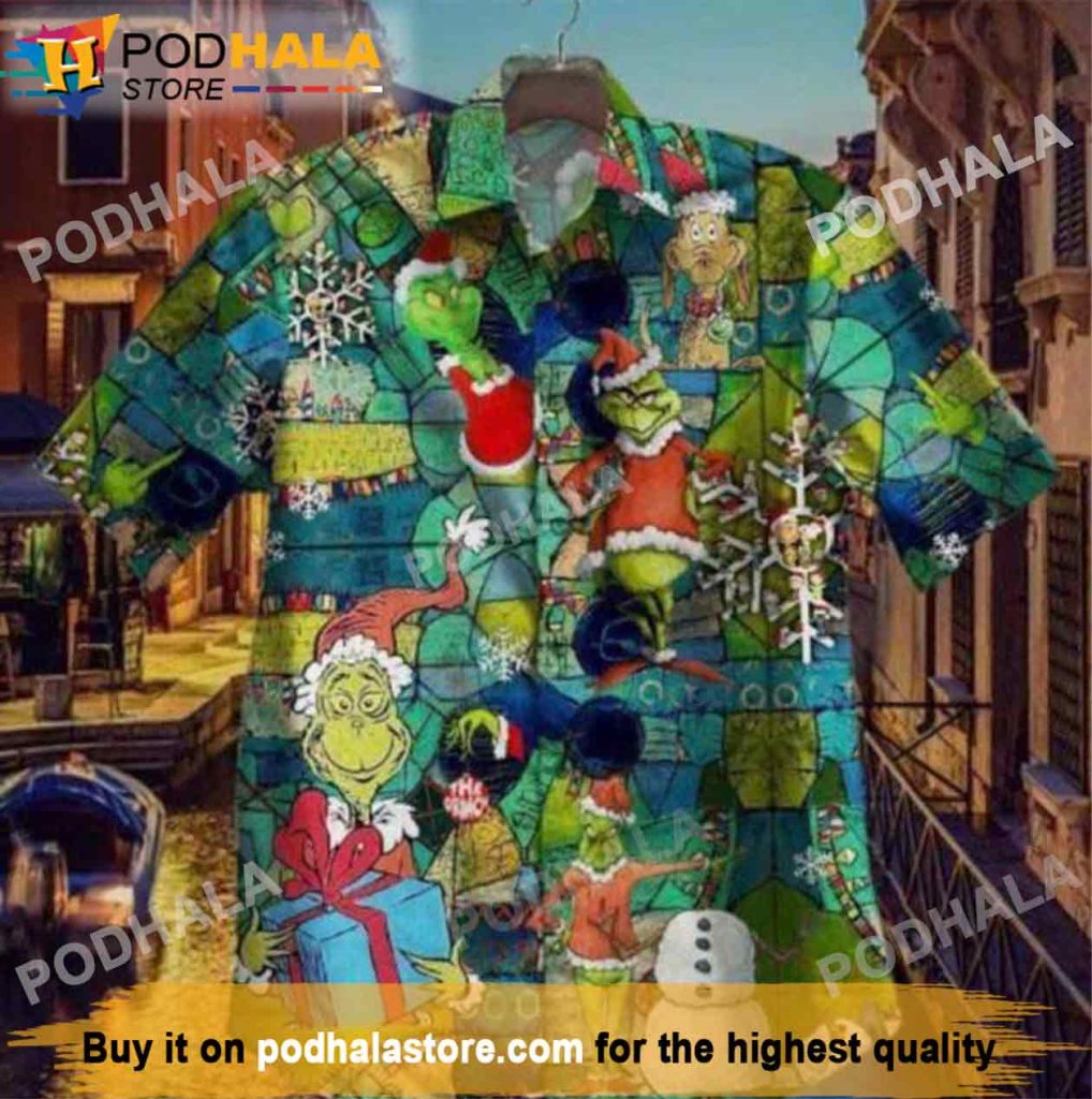 Merry Christmas Santa Grinch Hawaiian Shirt, Unique Grinch Gifts