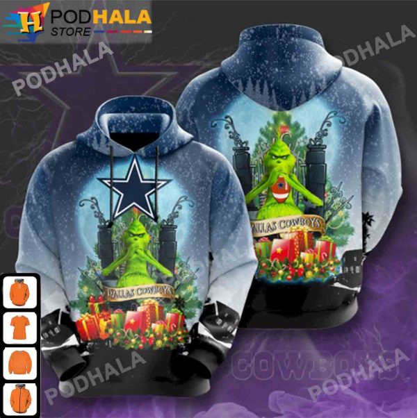 Grinch Gifts, NFL Dallas Cowboys Christmas Gifts 3D Hoodie AOP
