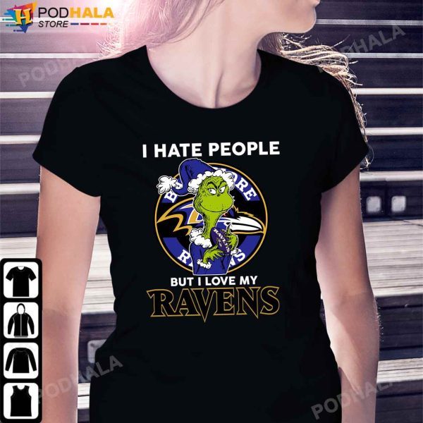 Grinch NFL Baltimore Ravens Shirt I Have People But I Love My Ravens Gifts