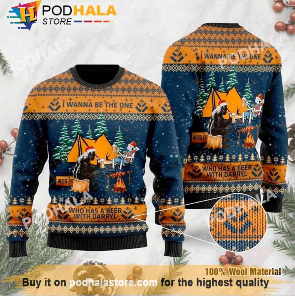 Have A Beer With Darryl Bigfoot Christmas Sweater, Funny Bigfoot Gifts