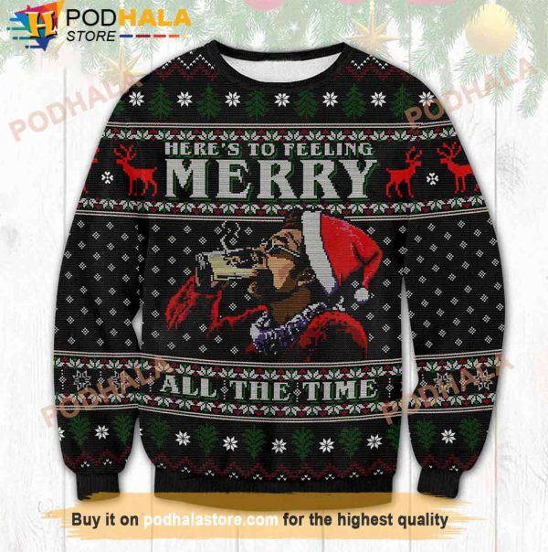 Here’s To Feeling Merry All The Time Beer Christmas Sweater, Gifts For Beer Drinkers