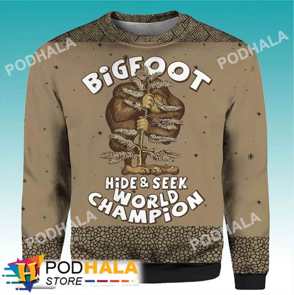 Hide And Seek Champion Bigfoot Ugly Christmas Sweater