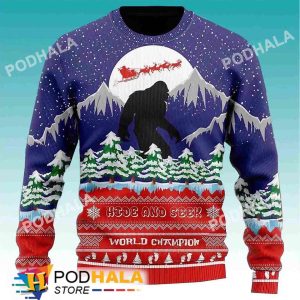Hide And Seek Wold Champion Bigfoot Christmas Sweater, Funny Bigfoot Gifts