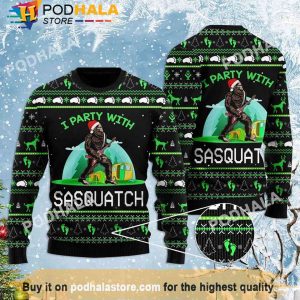 I'm Party With Sasquatch Camping Bigfoot Christmas Sweater, Bigfoot Gifts